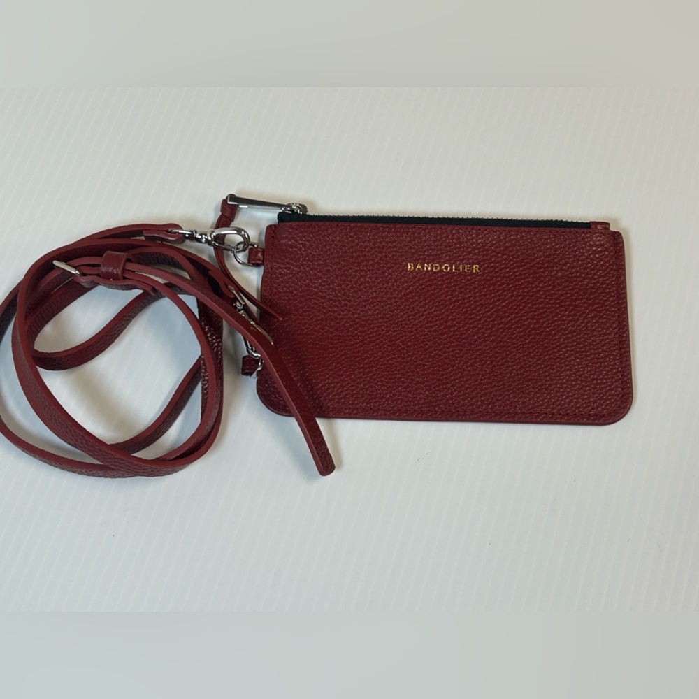 Bandolier Red Classic Pouch Pebble Leather Crossbody Purse Vacation Small